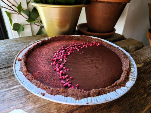 Tarte crue chocolat-framboises (congelée)